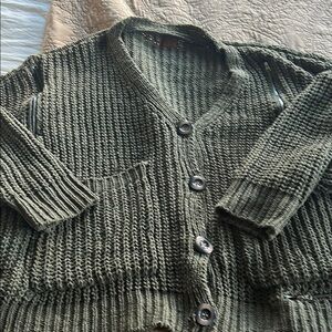 POL Olive Button-Up Cardigan